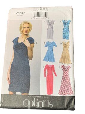 Vogue Patterns V8873 Womens Dress Sewing Pattern Size 16-18-20-22-24 Uncut